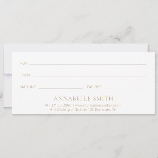 Eenvoudig Elegant modern Gold Gift-certificaat (Achterkant)