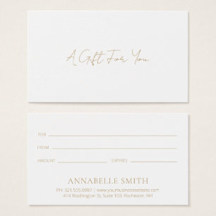 Eenvoudig Elegant modern Gold Gift-certificaat Visitekaartje