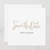 Eenvoudig Elegant modern Gold Script Custom Weddin Save The Date (Voorkant / Achterkant)