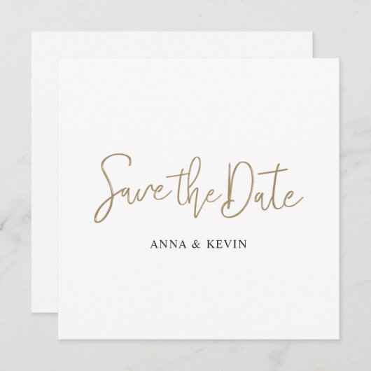 Eenvoudig Elegant modern Gold Script Custom Weddin Save The Date (Voorkant / Achterkant)