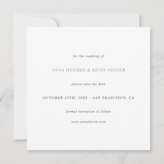Eenvoudig Elegant modern Gold Script Custom Weddin Save The Date (Achterkant)