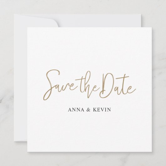 Eenvoudig Elegant modern Gold Script Custom Weddin Save The Date (Voorkant)