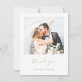 Eenvoudig Elegant Modern Gold Script Photo Weddens Bedankkaart (Voorkant)