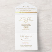 Eenvoudig elegant modern Gold Script Weddenschap All In One Uitnodiging (Binnen)