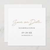 Eenvoudig elegant modern Gold Script Weddenschap Save The Date (Voorkant / Achterkant)
