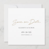 Eenvoudig elegant modern Gold Script Weddenschap Save The Date (Voorkant)