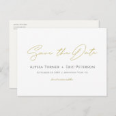 Eenvoudig elegant modern Gold Wedding Save the Dat Aankondigingskaart (Voorkant / Achterkant)