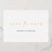 Eenvoudig elegant modern Gold Wedding Save the Dat Folie Uitnodiging (Voorkant)