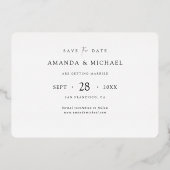 Eenvoudig elegant modern Gold Wedding Save the Dat Folie Uitnodiging (Achterkant)