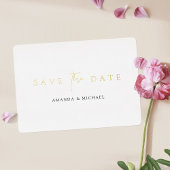 Eenvoudig elegant modern Gold Wedding Save the Dat Folie Uitnodiging