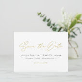 Eenvoudig elegant modern Gold Wedding Save the Dat Save The Date (Staand voorkant)