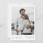 Eenvoudig Elegant Modern Goud Save the Date Foto Kaart (Voorkant)