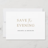 Eenvoudig elegant modern goud sparen de avond save the date (Voorkant)