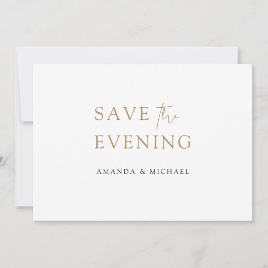 Eenvoudig elegant modern goud sparen de avond save the date (Voorkant)