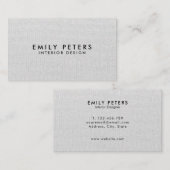 Eenvoudig elegant modern, grijs linen Professional Visitekaartje (Voorkant / Achterkant)