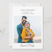 Eenvoudig Elegant Modern Handschrift 2 foto's Save The Date (Voorkant)