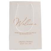 Eenvoudig elegant modern huwelijk welkom Hartelijk Medium Cadeauzakje (Voorkant)