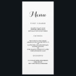 Eenvoudig Elegant | Modern huwelijksmenu Menu<br><div class="desc">Een eenvoudig maar elegant huwelijksmenu, met de cursussen, entrees en desserts die beschikbaar zijn voor de gasten. Dit ontwerp is voorzien van een elegant script lettertype voor de titel, en een eenvoudig, duidelijk sans-serif lettertype voor de tekst. De getoonde kleuren zijn subtiel donkergrijs. Deze kunnen, samen met de lettertypen, volledig...</div>