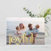 Eenvoudig Elegant Modern Joyful 1 foto goud Feestdagenkaart (Staand voorkant)