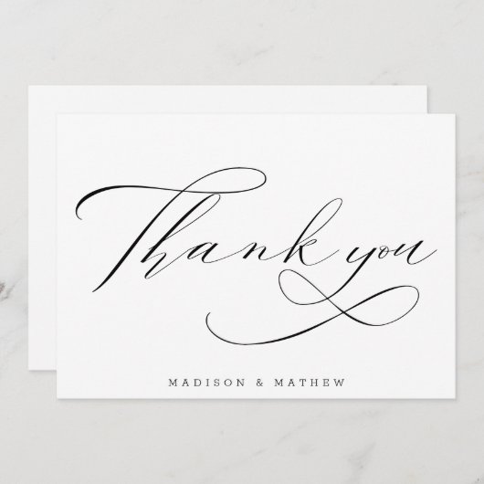 Eenvoudig elegant, modern kalligrafiescript bedankkaart (Voorkant / Achterkant)