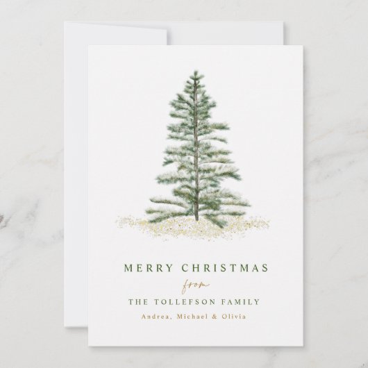 Eenvoudig Elegant modern kerstboomfeest Feestdagenkaart (Voorkant)