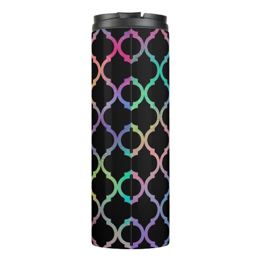 Eenvoudig elegant modern kleurrijk Marokkaans patr Thermosbeker (Achterkant)