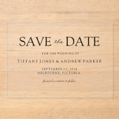 Eenvoudig Elegant Modern Manuscript Wedding sparen Acryl Uitnodigingen (Voorkant)