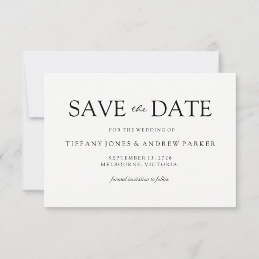 Eenvoudig Elegant Modern Manuscript Wedding sparen Save The Date (Voorkant)