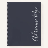 Eenvoudig elegant modern marineblauw gepersonalise notitieboek (Voorkant)