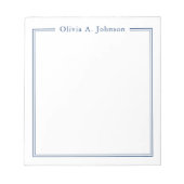 Eenvoudig Elegant Modern Marineblauw Witte Notitie Notitieblok (Voorkant)