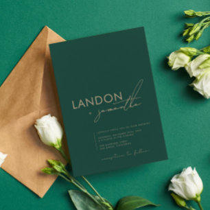 Eenvoudig Elegant Modern Minimalist Green Wedding Kaart