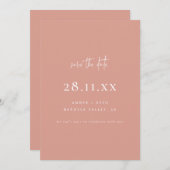 Eenvoudig Elegant Modern Minimalistisch Blush Roze Save The Date (Voorkant / Achterkant)