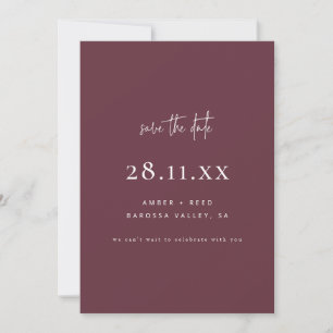 Eenvoudig Elegant Modern Minimalistisch Bourgondis Save The Date