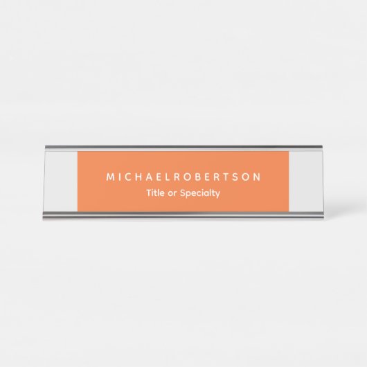 Eenvoudig Elegant Modern Minimalistisch Grijs Sina Bureau Naambordje (Voorkant)