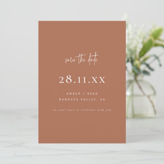 Eenvoudig Elegant Modern Minimalistisch Koperen Sc Save The Date (Staand voorkant)