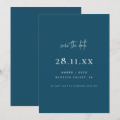 Eenvoudig Elegant Modern Minimalistisch Peacock Bl Save The Date (Voorkant / Achterkant)