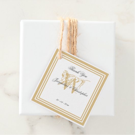 Eenvoudig elegant modern monogram Dank u Bedankjes Labels (In situ)