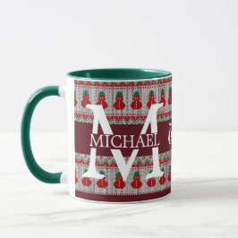 Eenvoudig Elegant Modern Monogram Kerstvakantie Mok