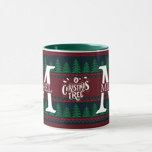 Eenvoudig Elegant Modern Monogram Kerstvakantie  Mok (Midden)