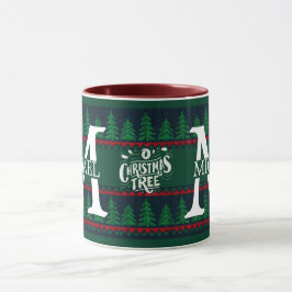 Eenvoudig Elegant Modern Monogram Kerstvakantie Mok