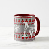 Eenvoudig Elegant Modern Monogram Kerstvakantie Mok (Voorkant rechts)
