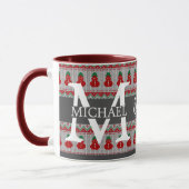 Eenvoudig Elegant Modern Monogram Kerstvakantie Mok (Links)