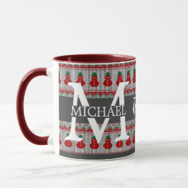 Eenvoudig Elegant Modern Monogram Kerstvakantie Mok