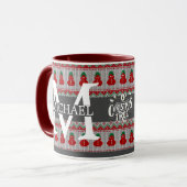 Eenvoudig Elegant Modern Monogram Kerstvakantie Mok (Voorkant links)
