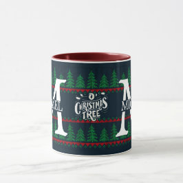 Eenvoudig Elegant Modern Monogram Kerstvakantie Mok