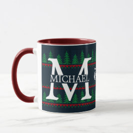 Eenvoudig Elegant Modern Monogram Kerstvakantie Mok