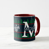 Eenvoudig Elegant Modern Monogram Kerstvakantie Mok (Voorkant rechts)