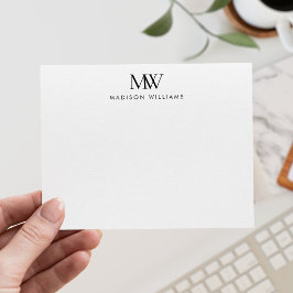 Eenvoudig Elegant Modern Monogram Notitiekaartje