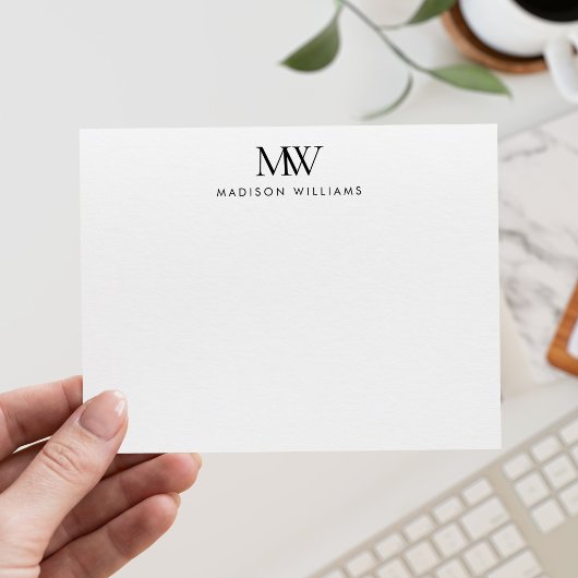 Eenvoudig Elegant Modern Monogram Notitiekaartje