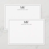 Eenvoudig Elegant modern Monogram Notitiekaartje (Voorkant / Achterkant)